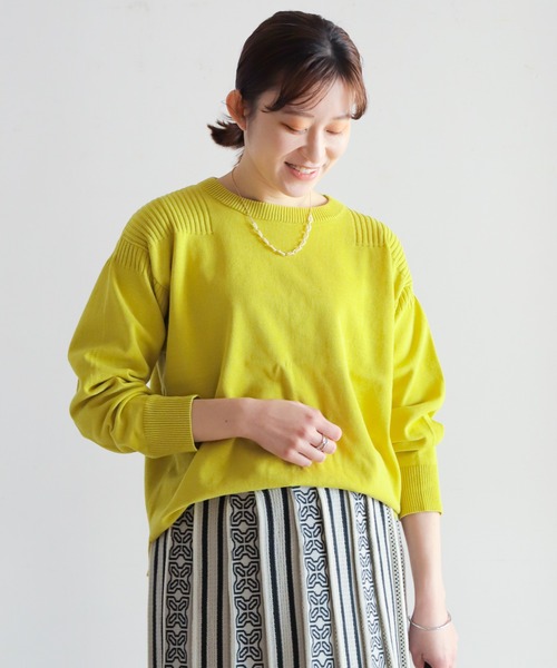 NOMBRE IMPAIR（ノンブルアンペール）の「強撚コットン　ワイドP/O（ニット/セーター・レディース・サックスブルー/グリーン/イエロー/パープル・FREE）」の4枚目の写真