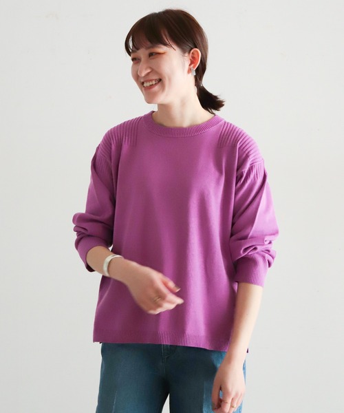 NOMBRE IMPAIR（ノンブルアンペール）の「強撚コットン　ワイドP/O（ニット/セーター・レディース・サックスブルー/グリーン/イエロー/パープル・FREE）」の9枚目の写真