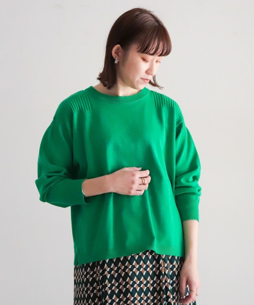 NOMBRE IMPAIR（ノンブルアンペール）の「強撚コットン　ワイドP/O（ニット/セーター・レディース・サックスブルー/グリーン/イエロー/パープル・FREE）」の14枚目の写真