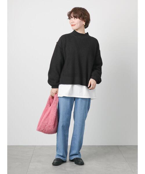 Lugnoncure（ルノンキュール）の「片畦ラウンドヘムニット（ニット/セーター・レディース・ブラック/グレー/ブルー・ﾌﾘ-）」の6枚目の写真