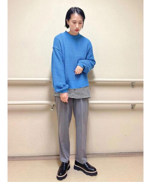 Lugnoncure（ルノンキュール）の「片畦ラウンドヘムニット（ニット/セーター・レディース・ブラック/グレー/ブルー・ﾌﾘ-）」の13枚目の写真