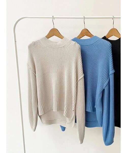 Lugnoncure（ルノンキュール）の「片畦ラウンドヘムニット（ニット/セーター・レディース・ブラック/グレー/ブルー・ﾌﾘ-）」の17枚目の写真