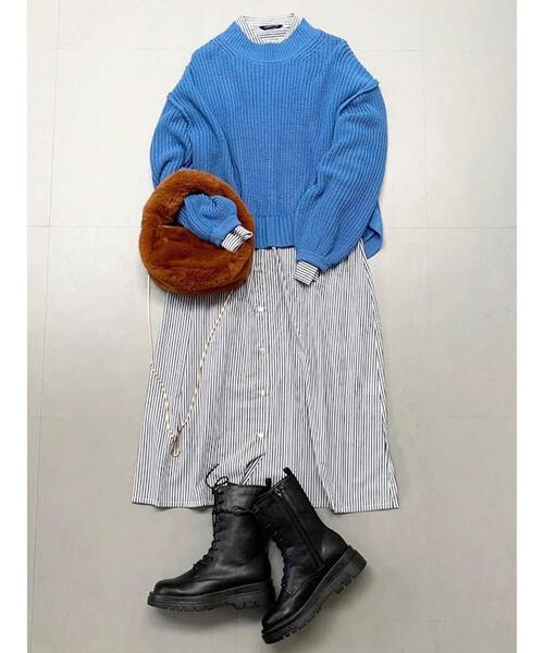 Lugnoncure（ルノンキュール）の「片畦ラウンドヘムニット（ニット/セーター・レディース・ブラック/グレー/ブルー・ﾌﾘ-）」の19枚目の写真