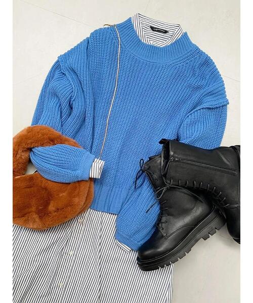 Lugnoncure（ルノンキュール）の「片畦ラウンドヘムニット（ニット/セーター・レディース・ブラック/グレー/ブルー・ﾌﾘ-）」の20枚目の写真