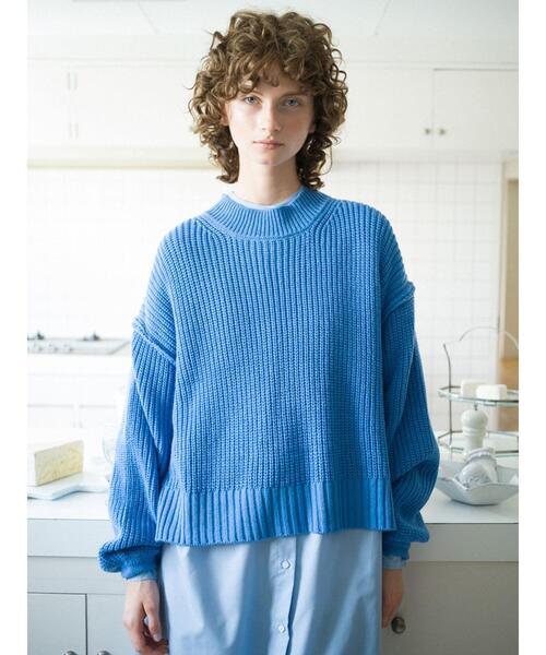 Lugnoncure（ルノンキュール）の「片畦ラウンドヘムニット（ニット/セーター・レディース・ブラック/グレー/ブルー・ﾌﾘ-）」の21枚目の写真