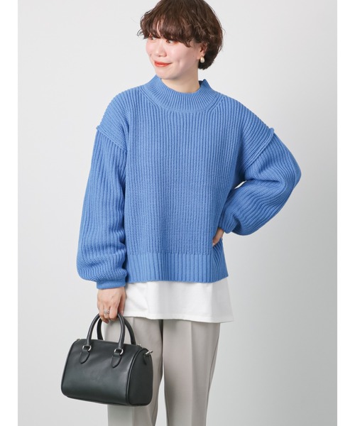 Lugnoncure（ルノンキュール）の「片畦ラウンドヘムニット（ニット/セーター・レディース・ブラック/グレー/ブルー・ﾌﾘ-）」の3枚目の写真