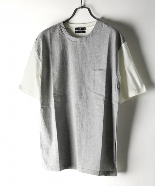 HARE(ハレ)の「フハクキリカエカットソー(HARE)(Tシャツ/カットソー・メンズ・オフホワイト/グレー/ネイビー/ホワイト/ブラック・MEDIUM/SMALL)」の2枚目の写真