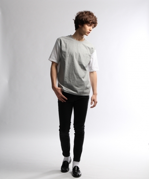 HARE(ハレ)の「フハクキリカエカットソー(HARE)(Tシャツ/カットソー・メンズ・オフホワイト/グレー/ネイビー/ホワイト/ブラック・MEDIUM/SMALL)」の16枚目の写真