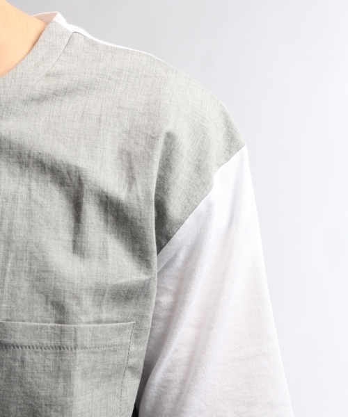 HARE(ハレ)の「フハクキリカエカットソー(HARE)(Tシャツ/カットソー・メンズ・オフホワイト/グレー/ネイビー/ホワイト/ブラック・MEDIUM/SMALL)」の15枚目の写真