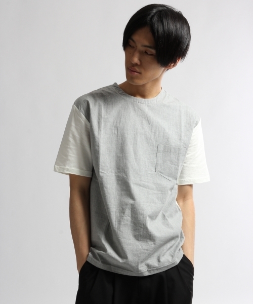 HARE(ハレ)の「フハクキリカエカットソー(HARE)(Tシャツ/カットソー・メンズ・オフホワイト/グレー/ネイビー/ホワイト/ブラック・MEDIUM/SMALL)」の17枚目の写真