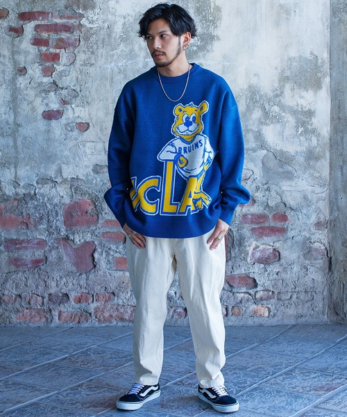 UCLA（ユーシーエルエー）の「『UCLA/ユーシーエルエー』ベアー柄オーバーサイズクルーネックニット（ニット/セーター・メンズ・グリーン/オフホワイト/ブルー/ネイビー・L/M）」の10枚目の写真
