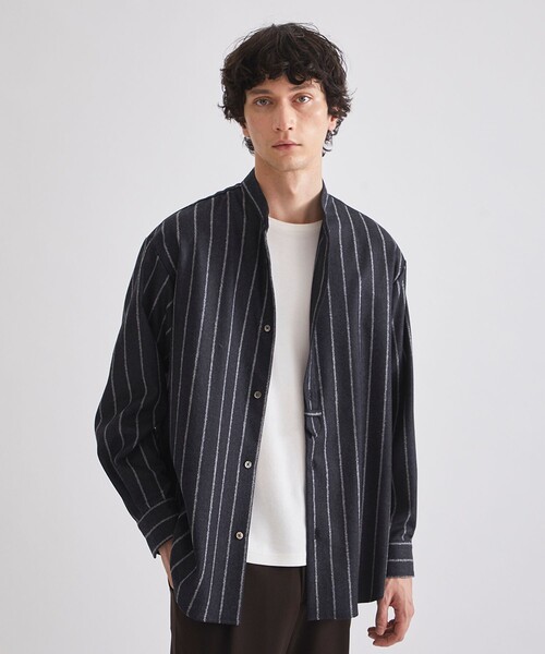 UNITED TOKYO（ユナイテッドトウキョウ）の「ブークレストライプバンドカラーシャツ（シャツ/ブラウス・メンズ・ダークグレー/ネイビー・1/2）」の13枚目の写真