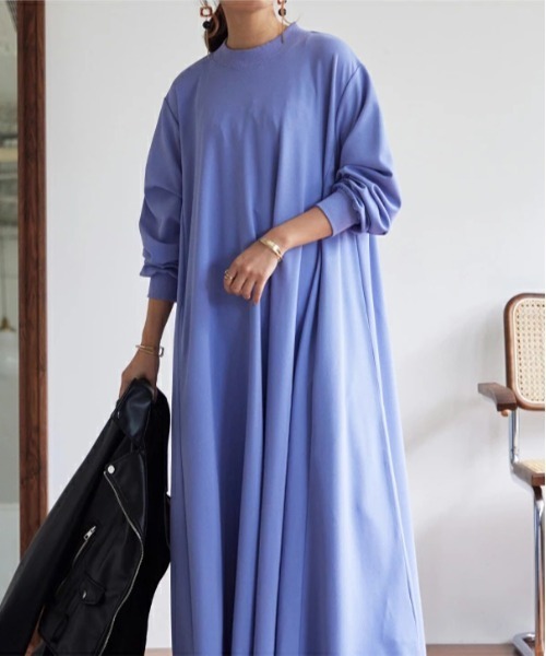 No one knows（ノーワンノーズ）の「Aラインきれいめ大人長袖ワンピース（ワンピース・レディース・クリーム/ブルー/ブラック/オリーブ/スモークピンク/ダークブラウン・M-L）」の5枚目の写真