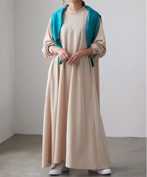 No one knows（ノーワンノーズ）の「Aラインきれいめ大人長袖ワンピース（ワンピース・レディース・クリーム/ブルー/ブラック/オリーブ/スモークピンク/ダークブラウン・M-L）」の9枚目の写真