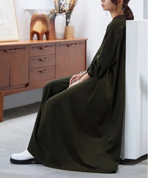 セール】Aラインきれいめ大人長袖ワンピース（ワンピース）｜No one