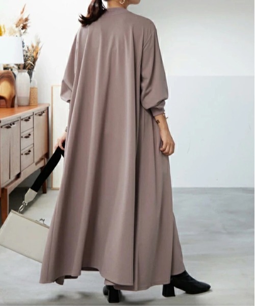 No one knows（ノーワンノーズ）の「Aラインきれいめ大人長袖ワンピース（ワンピース・レディース・クリーム/ブルー/ブラック/オリーブ/スモークピンク/ダークブラウン・M-L）」の12枚目の写真