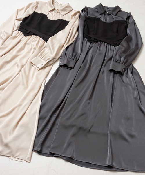 DearMyLoveMillor(ディアマイラブミラー)の「バックリボングロスワンピース(ワンピース・レディース・グレー/ベージュ・MEDIUM/X-LARGE/XX-LARGE/LARGE)」の4枚目の写真