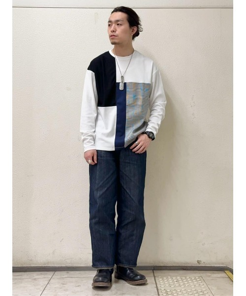 PLUS ONE(プラスワン)の「【PLUS ONE】ブロッキング切り替えロンT(Tシャツ/カットソー・メンズ・ネイビー/オフホワイト/ダークグレー・M/L/XL)」の11枚目の写真