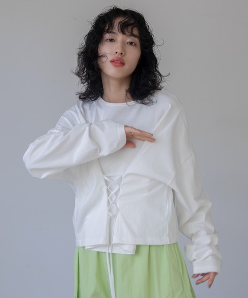 VACANCY（ヴァカンシー）の「マルチウェイコルセットTシャツ（Tシャツ/カットソー・レディース・ホワイト/ブラック/ブルー・FREE）」の4枚目の写真