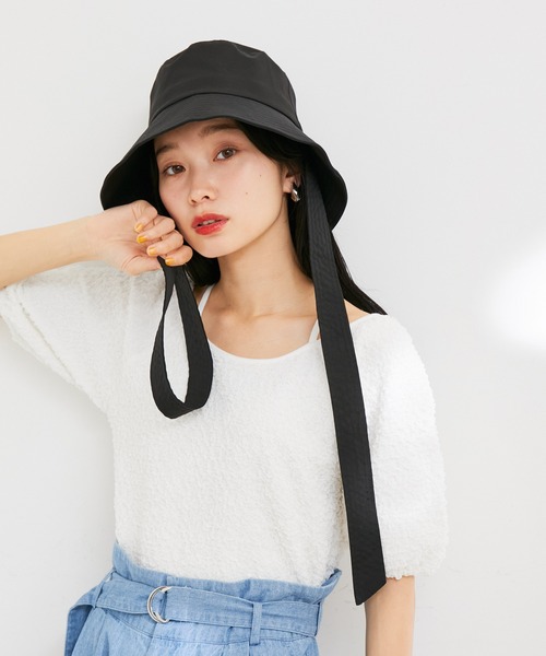 VIS(ビス)の「リボン付きツバ広バケットハット(ハット・レディース・ホワイト系その他/ブラック/その他・FREE)」の2枚目の写真