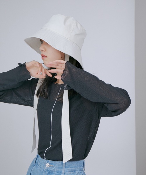 VIS(ビス)の「リボン付きツバ広バケットハット(ハット・レディース・ホワイト系その他/ブラック/その他・FREE)」の8枚目の写真