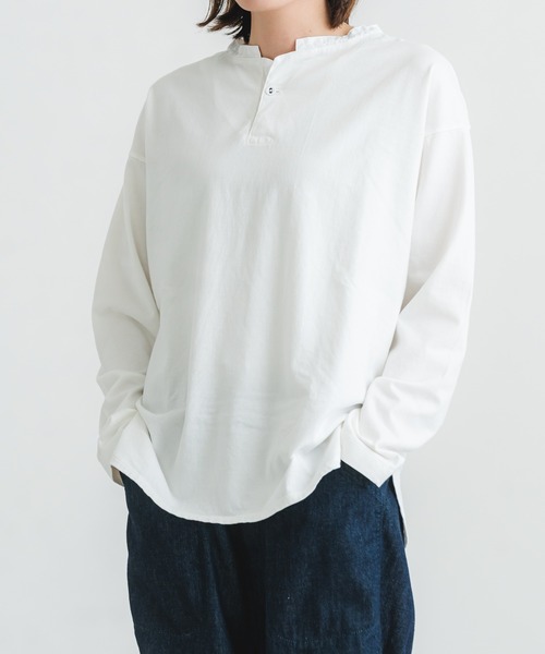 quadro(クオドロ)の「40/2CM天竺ヘンリーネックプルオーバー(Tシャツ/カットソー・レディース・ブルーグレー/ダークネイビー/オフホワイト/グレー・FREE)」の19枚目の写真