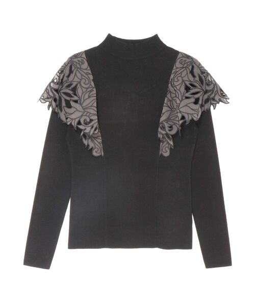 LAGUNAMOON（ラグナムーン）の「フリルエンブロイダリーニットプルオーバー（ニット/セーター・レディース・ブラック/アイボリー/ブルー・FREE）」の2枚目の写真