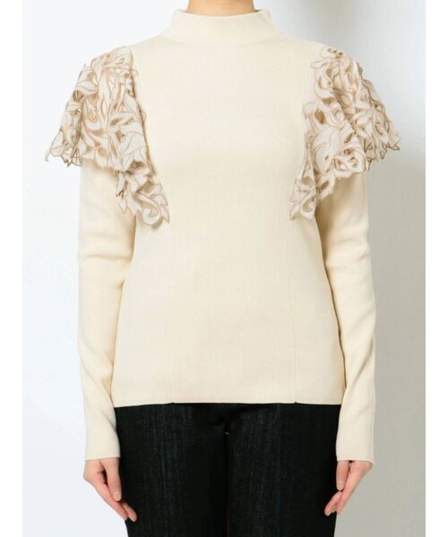 LAGUNAMOON（ラグナムーン）の「フリルエンブロイダリーニットプルオーバー（ニット/セーター・レディース・ブラック/アイボリー/ブルー・FREE）」の4枚目の写真