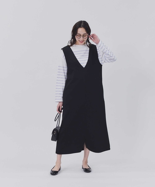 HONEYSUCKLE ROSE（ハニーサックルローズ）の「【HONEYSUCKLE ROSE】サロペットスカート（サロペット/オーバーオール・レディース・ブラック/グレー・L/M）」の2枚目の写真