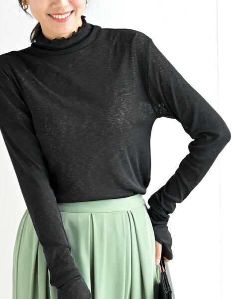 rps(アールピーエス)の「ハイネックユビヌキカットソー(Tシャツ/カットソー・レディース・ブラック/ブルー/グリーン/オフホワイト・フリー)」の2枚目の写真