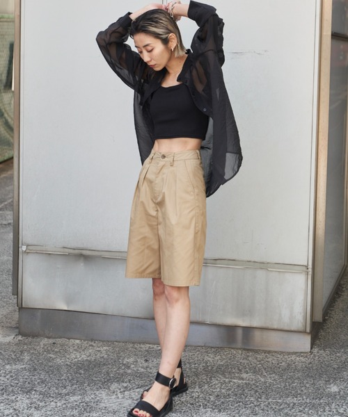 Auntie Rosa Holiday（アンティローザホリデー）の「ツータックチノハーフパンツ（チノパンツ・レディース・ライトベージュ/ブラック/ベージュ/カーキ/ネイビー・マルチサイズ）」の21枚目の写真