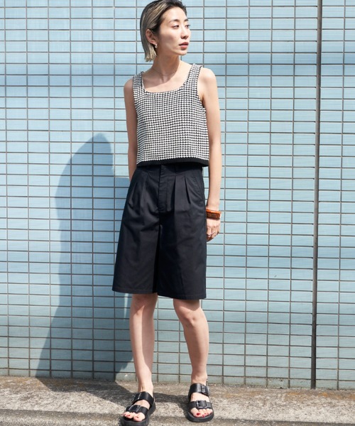 Auntie Rosa Holiday（アンティローザホリデー）の「ツータックチノハーフパンツ（チノパンツ・レディース・ライトベージュ/ブラック/ベージュ/カーキ/ネイビー・マルチサイズ）」の7枚目の写真