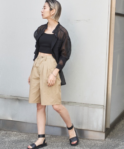 Auntie Rosa Holiday（アンティローザホリデー）の「ツータックチノハーフパンツ（チノパンツ・レディース・ライトベージュ/ブラック/ベージュ/カーキ/ネイビー・マルチサイズ）」の20枚目の写真