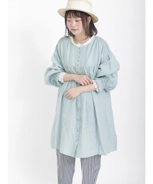 Samansa Mos2（サマンサ モスモス）の「【ETHICAL CRAFTS】アスデル加工前後着チュニック（チュニック・レディース・ネイビー/ミント/キナリ/ピンク・ﾌﾘ-）」の5枚目の写真