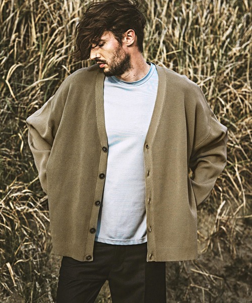 NO ID.（ノーアイディ）の「【NO ID.】Changing V Neck Cardigan / チェンジング V ネック カーディガン（カーディガン/ボレロ・メンズ・ブラック/グレー/ブルーグリーン/グレイッシュベージュ・ONE SIZE）」の8枚目の写真