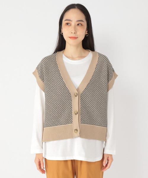 studio CLIP（スタディオクリップ）の「7ゲージロールネックベスト（ベスト）」 - WEAR [mou Studio 私のスタジオ] レディース ニットベスト - プラスサイズ カジュアル ニット セーター ベスト 秋 ファッ