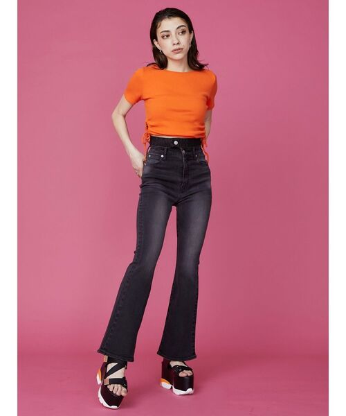 EVRIS（エヴリス）の「ウエストデザインフレアデニムパンツ（デニムパンツ・レディース・ブラック/ライトブルー・SMALL/MEDIUM）」の13枚目の写真