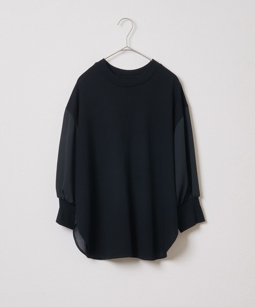 audrey and john wad（オードリーアンドジョンワッド）の「【Audrey and John Wad】2way異素材袖リブプルオーバー -手洗い可-（Tシャツ/カットソー・レディース・グレイッシュベージュ/ブラック/ライトイエロー/オフホワイト・FREE）」の3枚目の写真