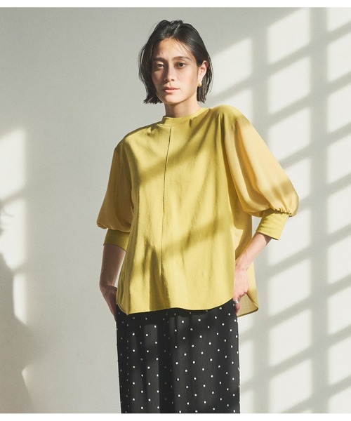 audrey and john wad（オードリーアンドジョンワッド）の「【Audrey and John Wad】2way異素材袖リブプルオーバー -手洗い可-（Tシャツ/カットソー・レディース・グレイッシュベージュ/ブラック/ライトイエロー/オフホワイト・FREE）」の5枚目の写真