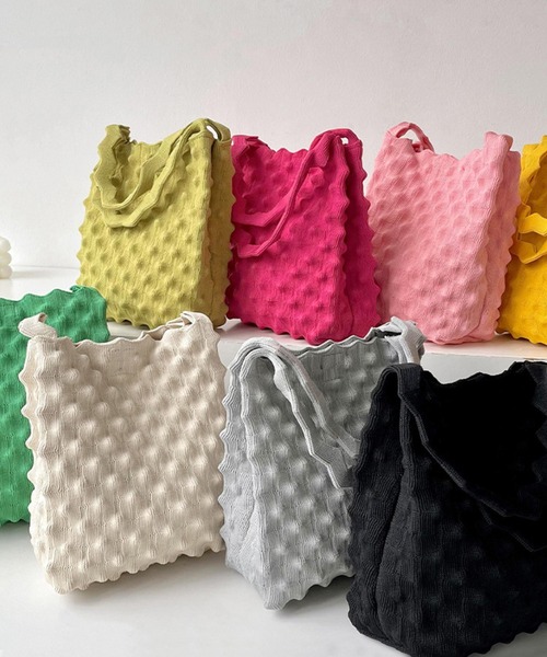 aimoha（アイモハ）の「ビビットカラーネット編みミニバッグ（ハンドバッグ・レディース・ベージュ/イエロー/ブラック/ライトグリーン/グリーン/パープル・FREE）」の16枚目の写真