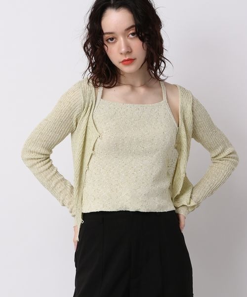 JEANASIS（ジーナシス）の「7Gノットヤーンキャミ/198076（キャミソール・レディース・マルチ/イエロー系その他/ブラウン系その他・FREE）」の3枚目の写真