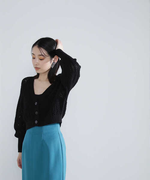 NATURAL BEAUTY BASIC（ナチュラルビューティーベーシック）の「◇レースカーディガン（カーディガン/ボレロ・レディース・オフホワイト/ブラック・FREE）」の3枚目の写真