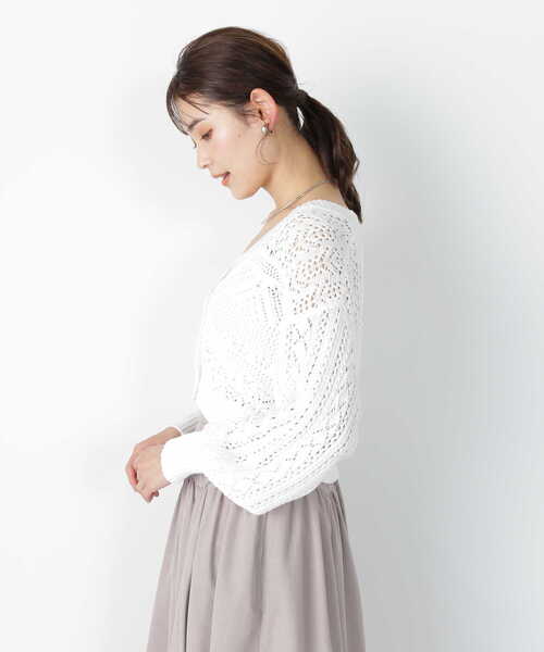 NATURAL BEAUTY BASIC（ナチュラルビューティーベーシック）の「◇レースカーディガン（カーディガン/ボレロ・レディース・オフホワイト/ブラック・FREE）」の11枚目の写真
