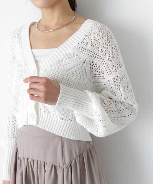 NATURAL BEAUTY BASIC（ナチュラルビューティーベーシック）の「◇レースカーディガン（カーディガン/ボレロ・レディース・オフホワイト/ブラック・FREE）」の13枚目の写真