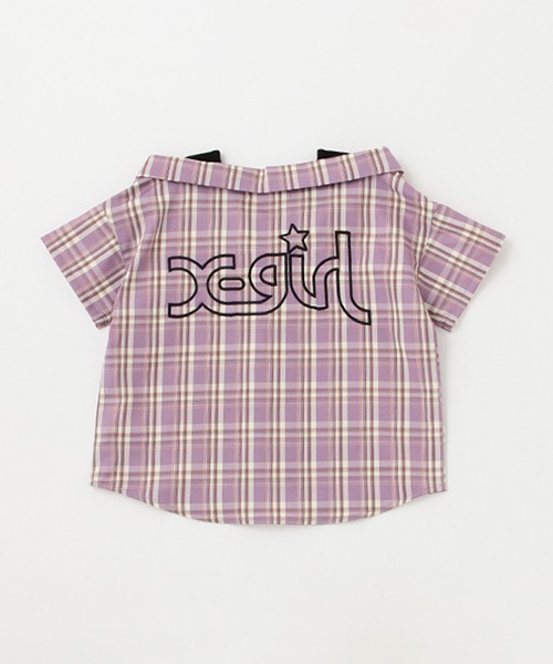 X-girl Stages(エックスガールステージス)の「レイヤード風半袖シャツ(シャツ/ブラウス・キッズ・ネイビー/ラベンダー・120cm/110cm/130cm/140cm/100cm/90cm)」の5枚目の写真