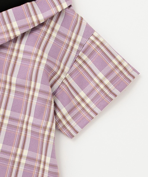 X-girl Stages(エックスガールステージス)の「レイヤード風半袖シャツ(シャツ/ブラウス・キッズ・ネイビー/ラベンダー・120cm/110cm/130cm/140cm/100cm/90cm)」の9枚目の写真