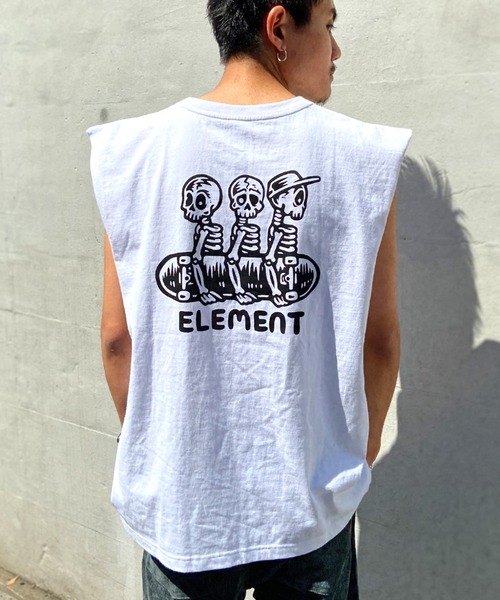 ELEMENT（エレメント）の「ELEMENT/エレメント×TIMBER!コラボモデル オーバーサイズ バックプリントタンクトップ/ノースリーブ BD021-352（タンクトップ・メンズ・ブラック×ブラック/ホワイト×ブラック・M/XL/L）」の2枚目の写真
