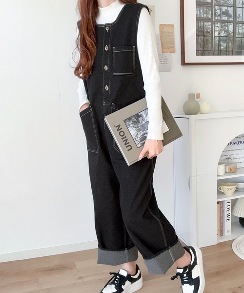 Java（ジャバ）の「《JAVAジャバ 別注》ゆるっとお洒落スタイルに。2wayデニムサロペット（サロペット/オーバーオール・レディース・ワンウォッシュ/ブラック/ブルー系その他・LARGE/MEDIUM/SMALL/X-LARGE）」の12枚目の写真