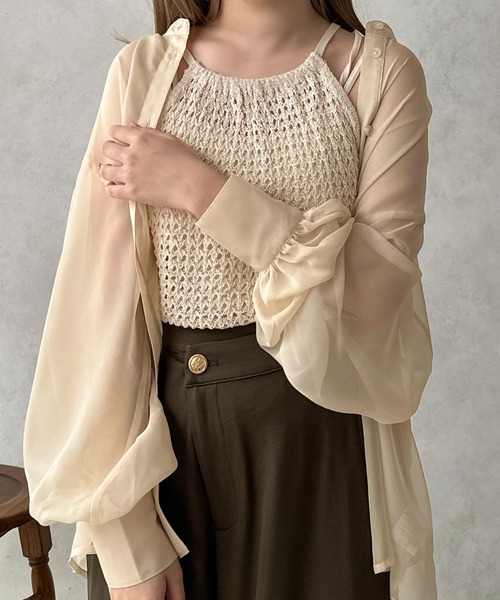 apres jour clair（アプレジュールクレア）の「【apres jour clair】メッシュキャミソール【ZOZOTOWN限定アイテム】（キャミソール・レディース・ベージュ/アイボリー・X-LARGE/フリー）」の8枚目の写真