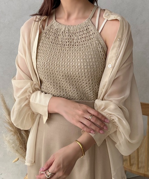 apres jour clair（アプレジュールクレア）の「【apres jour clair】メッシュキャミソール【ZOZOTOWN限定アイテム】（キャミソール・レディース・ベージュ/アイボリー・X-LARGE/フリー）」の10枚目の写真